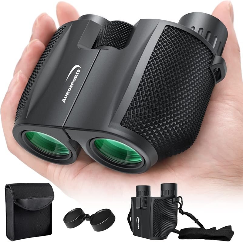 Aurosports 10x25 Large View Compact Binoculars for Adults & Kids, Low 