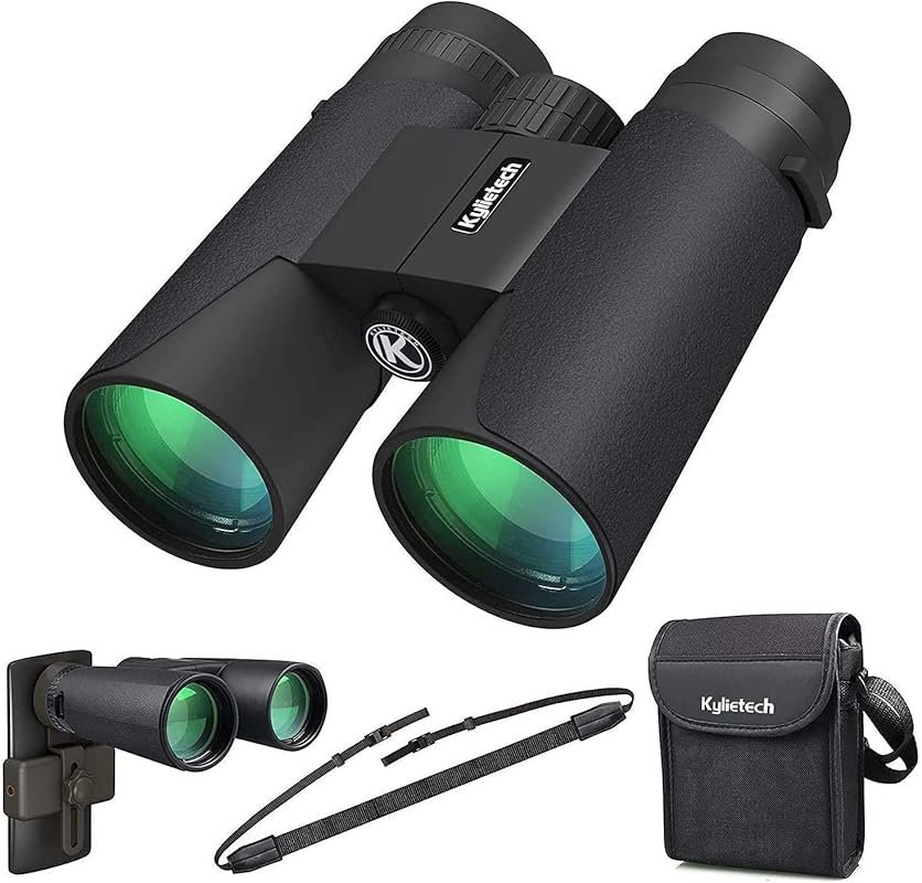 Kylietech 12x42 HD Binoculars: Waterproof, Fogproof, Compact with Phon
