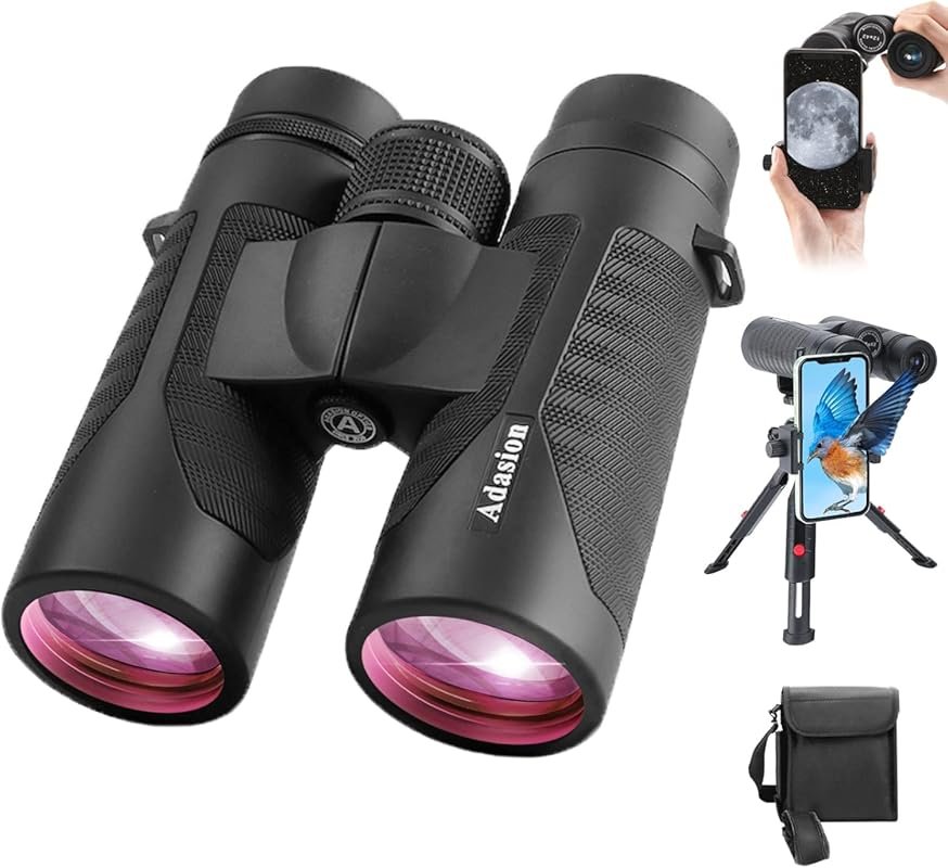 12x42 HD Waterproof Binoculars for Adults: High Powered with Phone Ada
