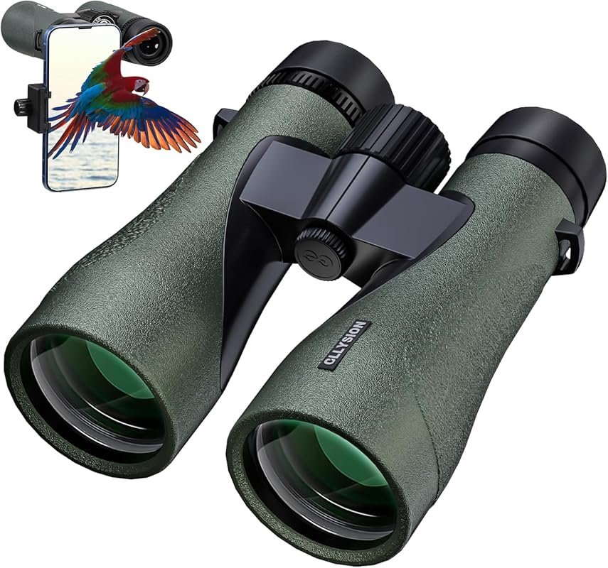 12x50 Professional HD Binoculars for Adults with Phone Adapter, Bright