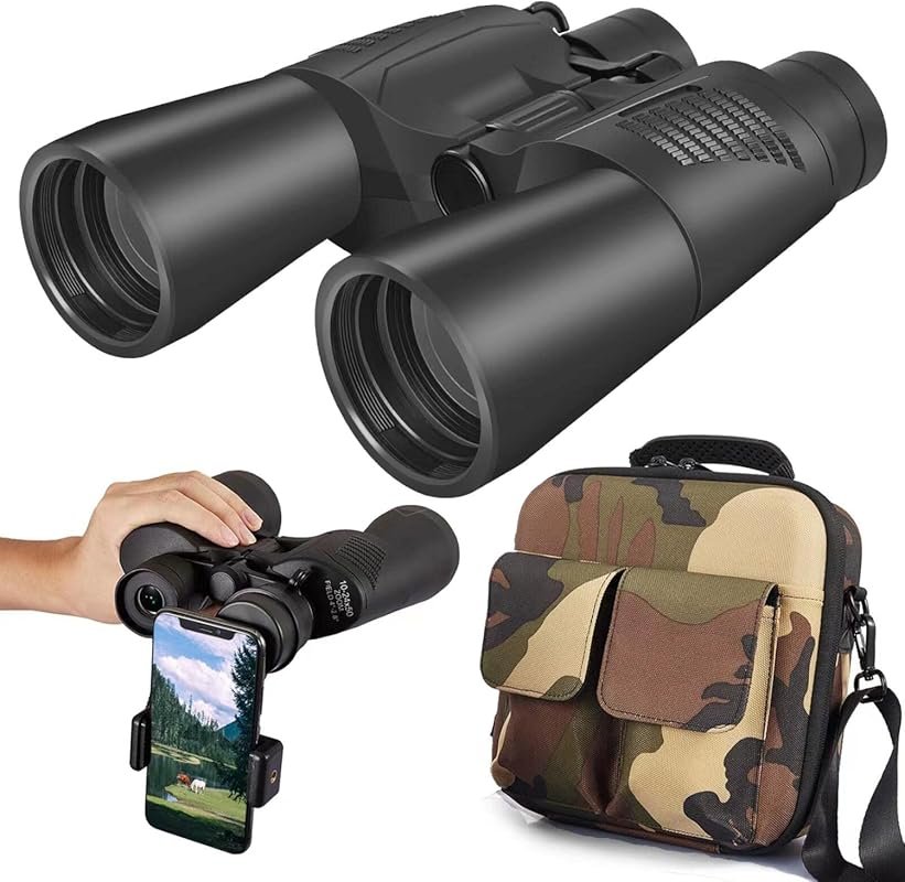 Zoom 10-24x50 Binoculars for Adults: Waterproof, Compact Optics with S