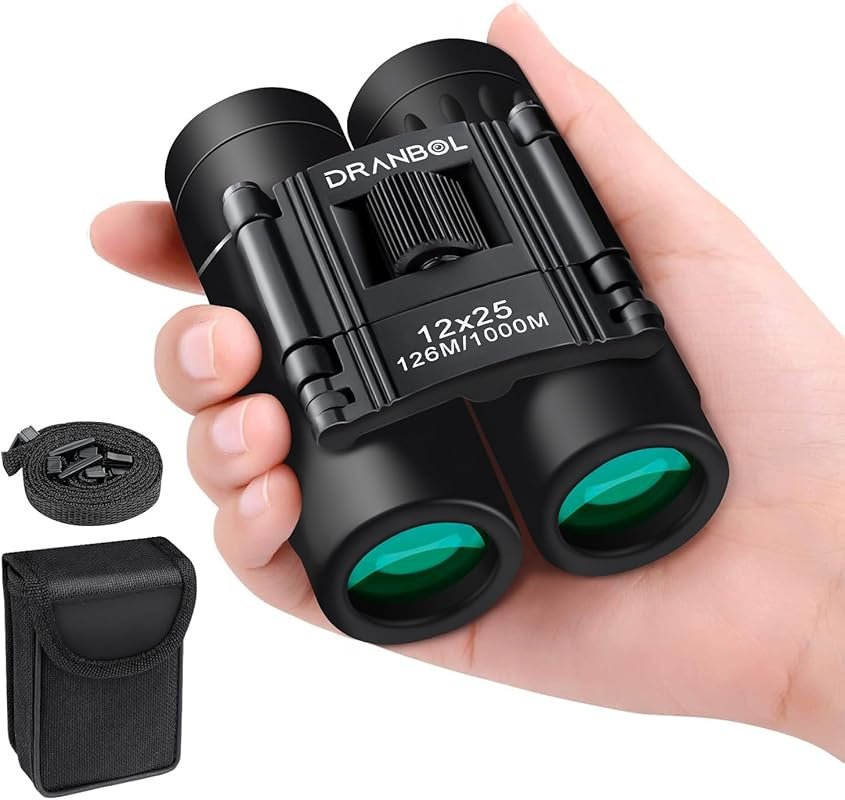 12x25 Mini Pocket Binoculars: Small Compact Design for Adults & Kids, 
