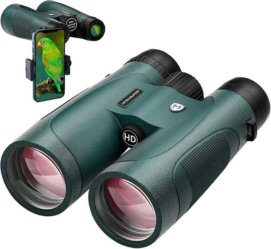15x52 HD Binoculars for Adults: Phone Adapter Included, Clear Low Ligh