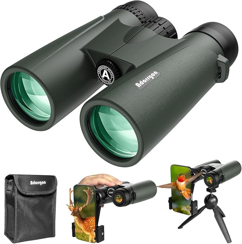 Adorrgon 15x45 HD Binoculars for Adults: High Powered with Phone Adapt
