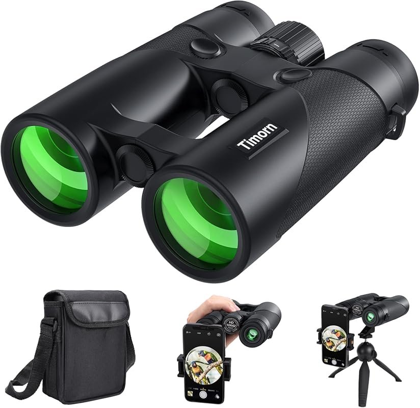 Timorn 10x42 HD Waterproof Binoculars for Adults with Phone Adapter & 
