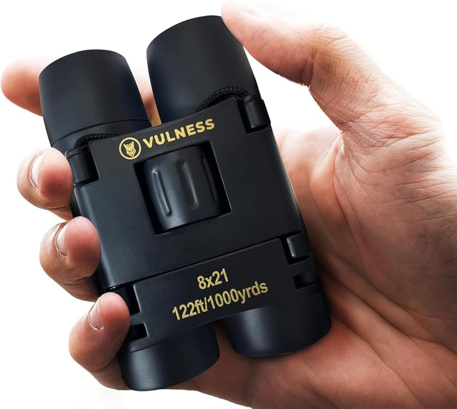 VULNESS 8x21 Black Compact Small Mini Binoculars for Adults, Bird Watc