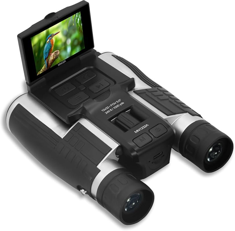 Minolta 12x32 Digital Binoculars 4K UHD Camera 48MP 8X Zoom IPS Fog-Re