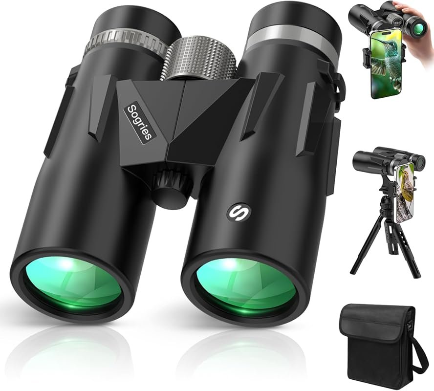 12x42 HD Binoculars for Adults: Waterproof, Fogproof with Phone Adapte