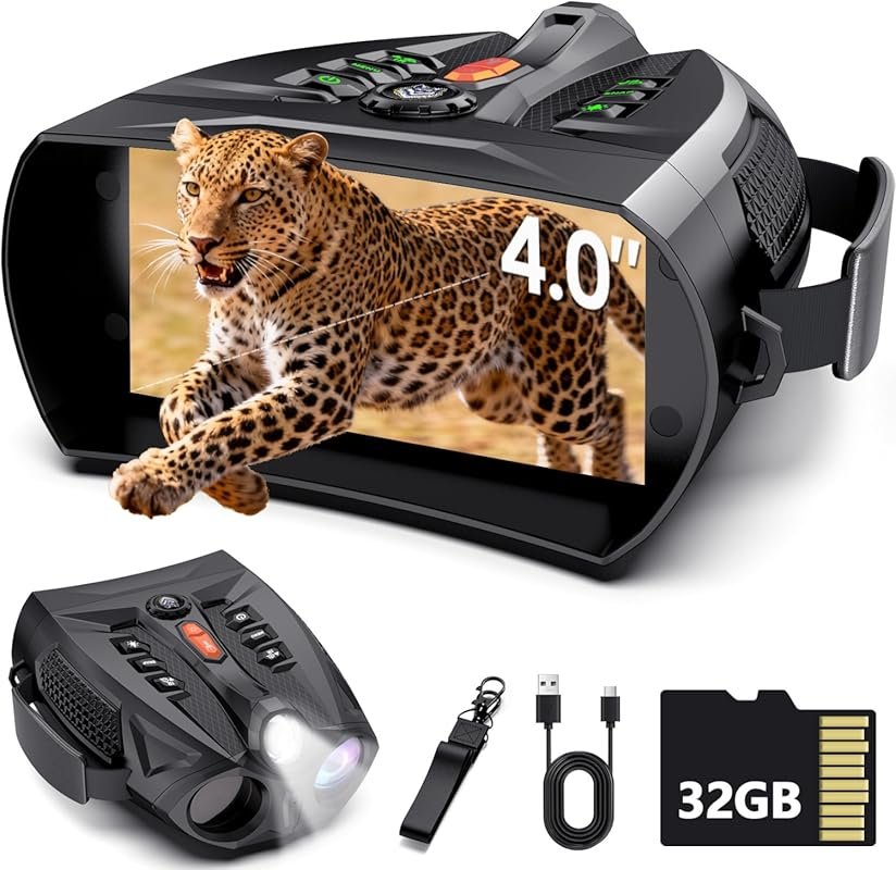 4K Infrared Night Vision Binoculars for Adults with 7-Level IR, 5000mA